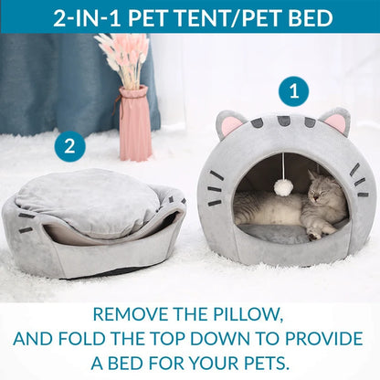 Petzrella Cat Face Plush Cave Bed – Detail 1