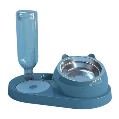 Petzrella 2-in-1 Pet Feeding Bowl with Water Dispenser – Elevated Anti-Tip Design