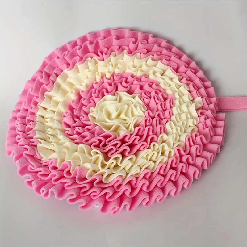 Dog sniffing and foraging in Petzrella Snuffle Mat