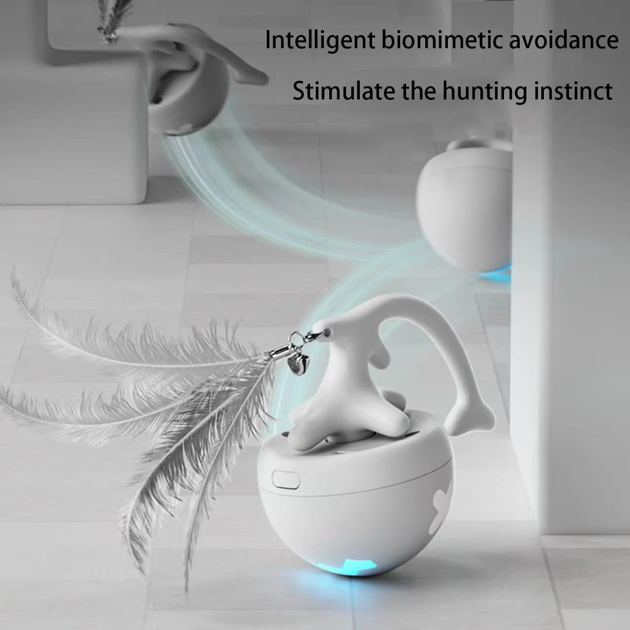 Petzrella Electric Fish Bone Cat Ball Toy with USB & Replaceable Feathers