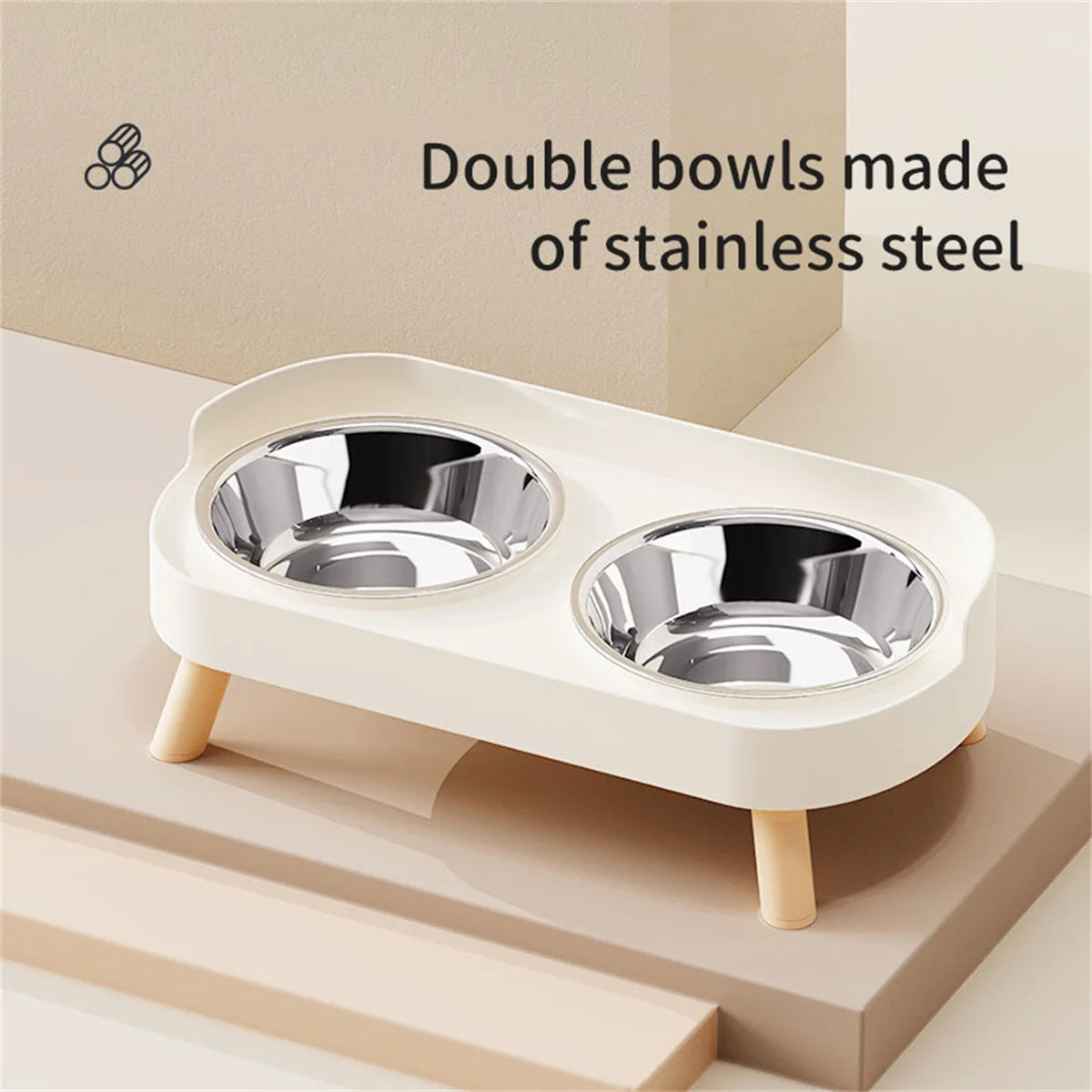 Elevated Double Food & Water Bowl for Cats & Dogs