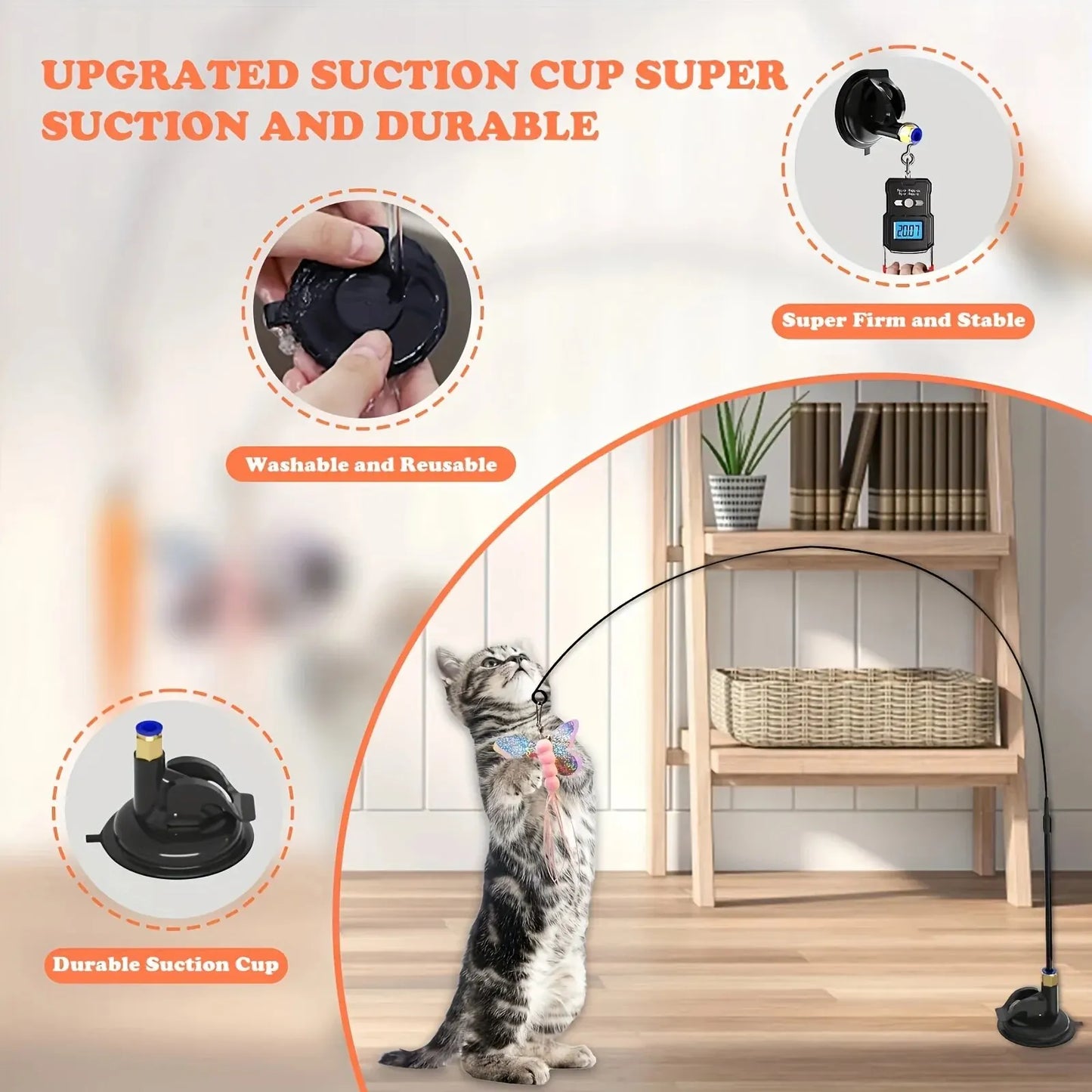 Petzrella Saugnapf Flexibler Zauberstab Teaser für Katzen