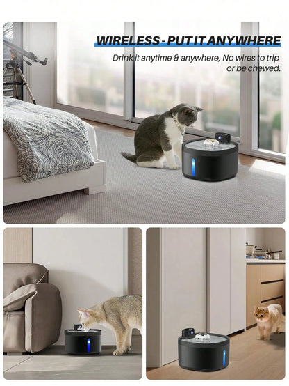 Petzrella Wireless Automatic Cat Water Fountain – 2.6L Stainless Steel with Sensor
