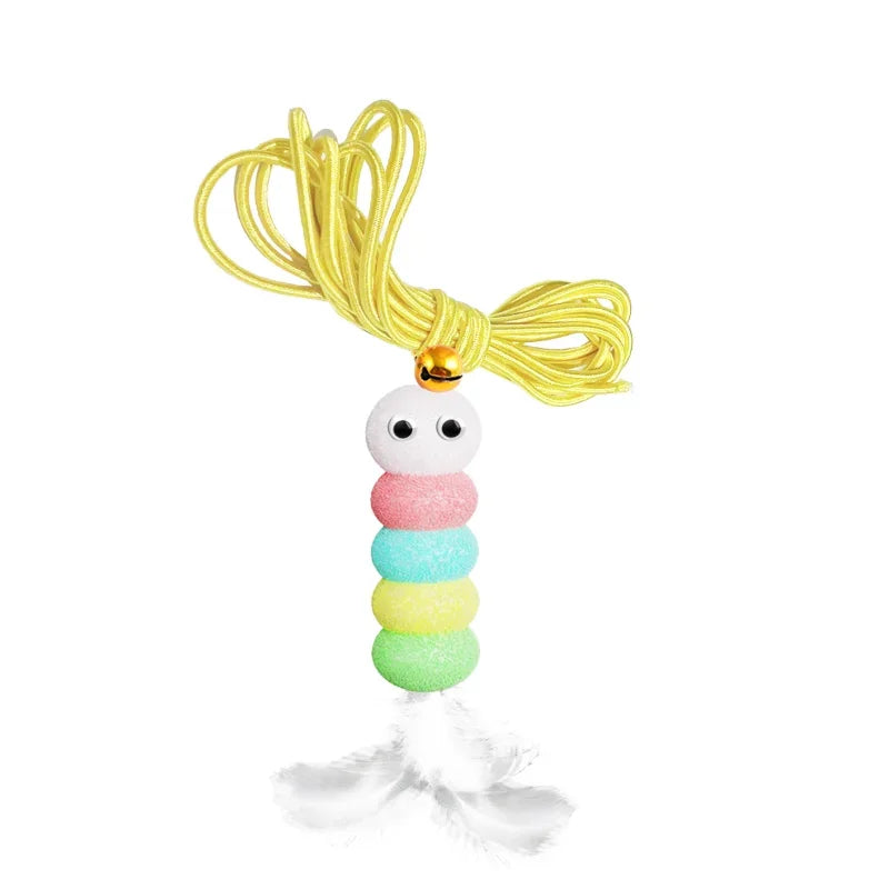 Electric Hanging Cat Teaser Toy with Feather Caterpillar