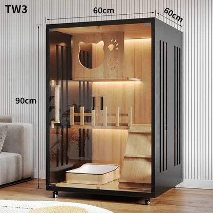 Petzrella Luxuriöse mehrstöckige Katzenvilla – Premiume Katze Villa aus Holz mit Smart-Funktion
