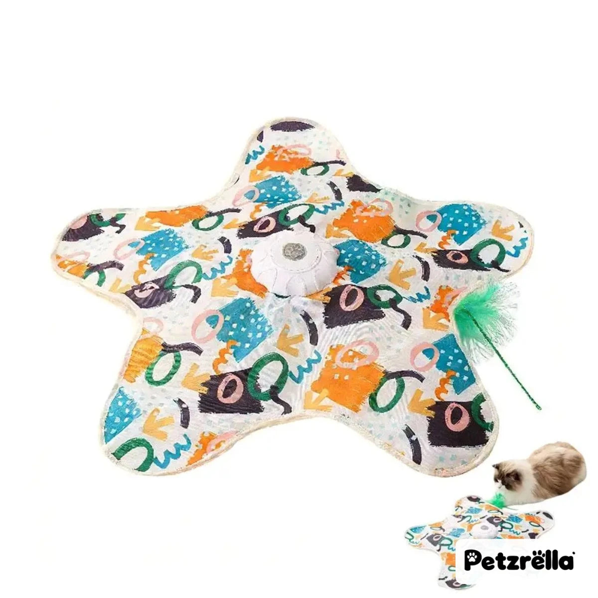 Petzrella Hide-and-Seek Cat Toy – Moving Mouse and Feathers