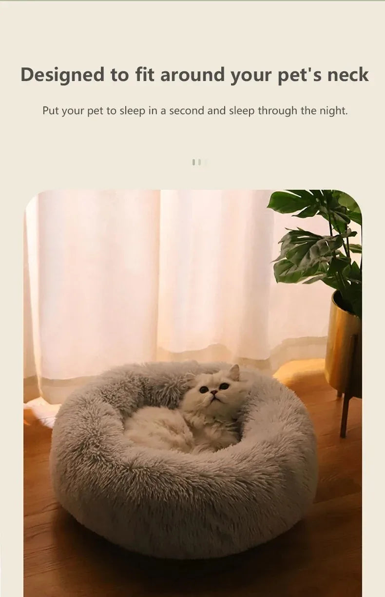 Plush Calming Cat Bed for Comfortable Sleep
