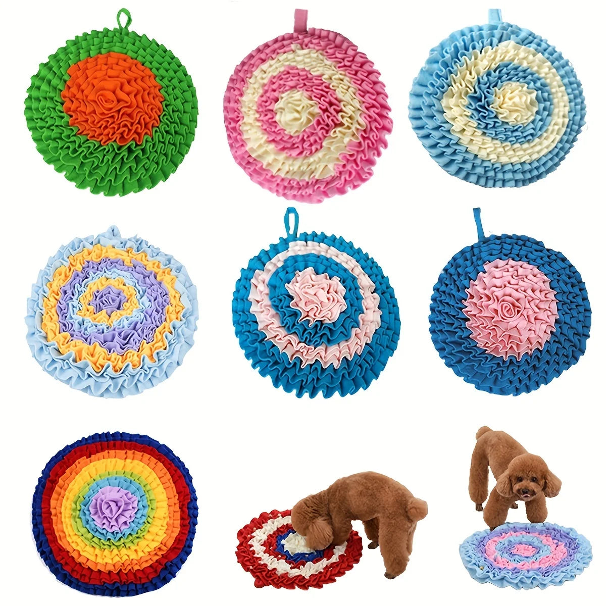 Petzrella Interactive Dog Snuffle Mat - colorful fleece foraging mat