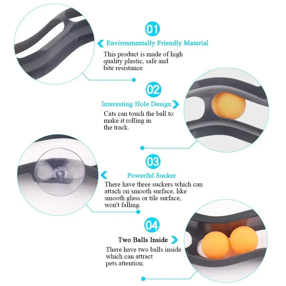 Suction Cup Track Ball Cat Toy for Interactive Play