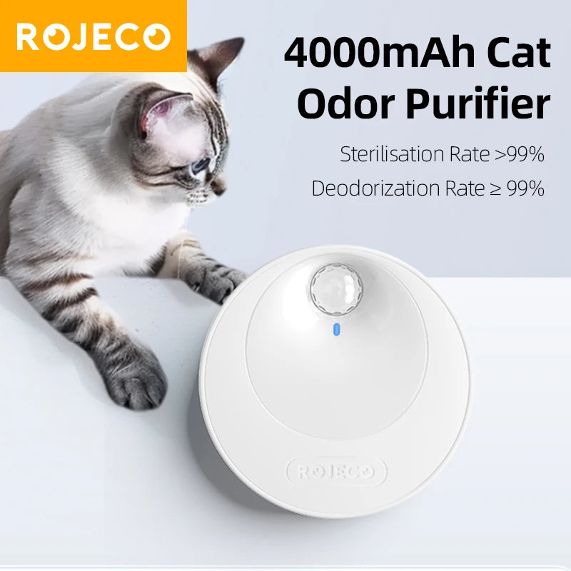 ROJECO Smart Cat Litter Deodoriser 4000mAh Cat Odor Purifier