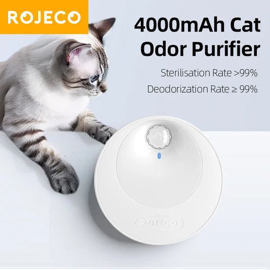 ROJECO Smart Cat Litter Deodoriser 4000mAh Cat Odor Purifier