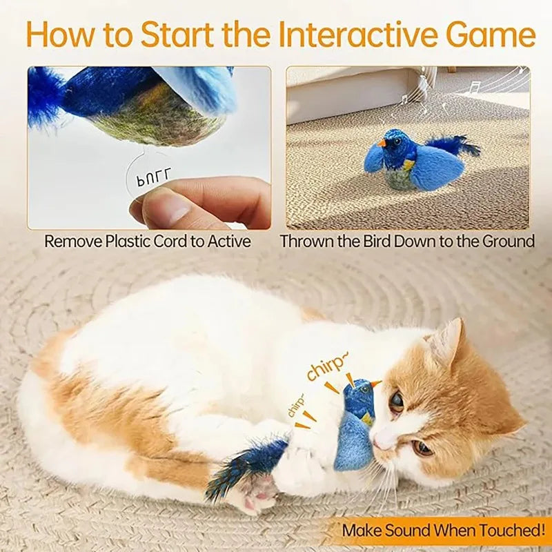 Chirping Bird Cat Toy for Interactive Play