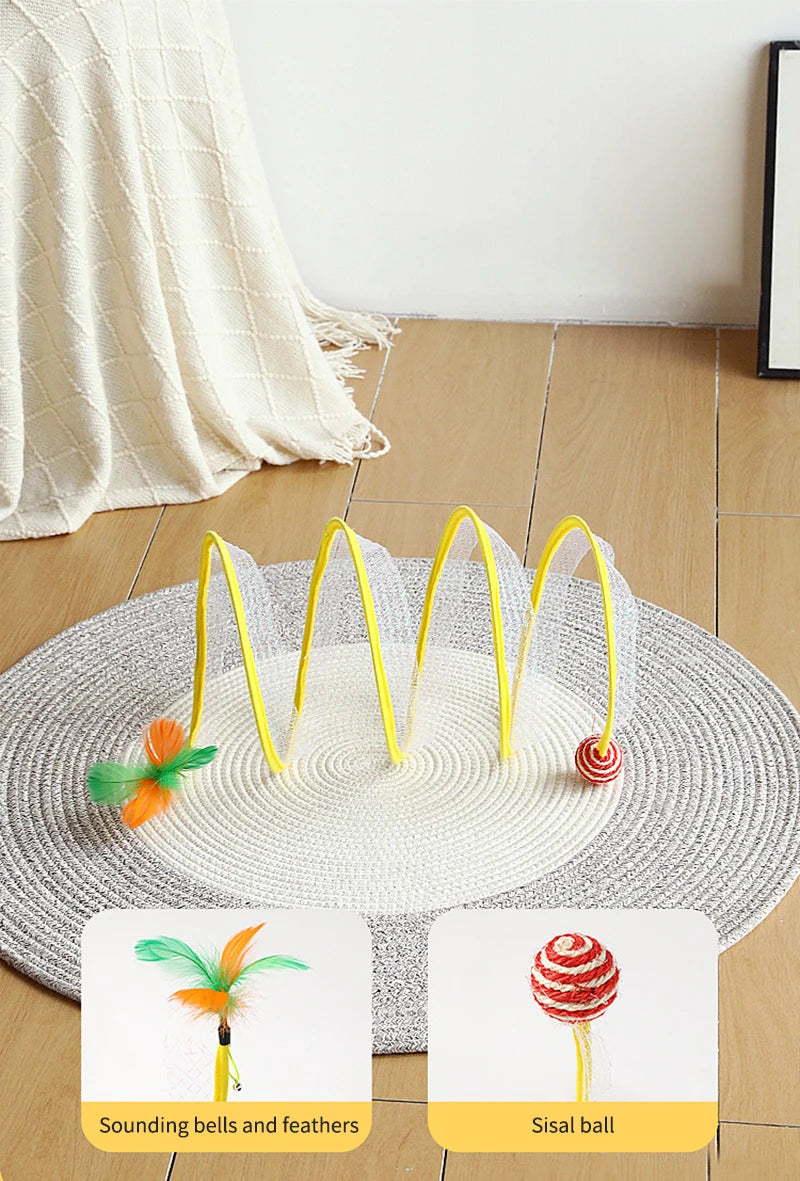 Foldable Cat Tunnel with Hanging Toys