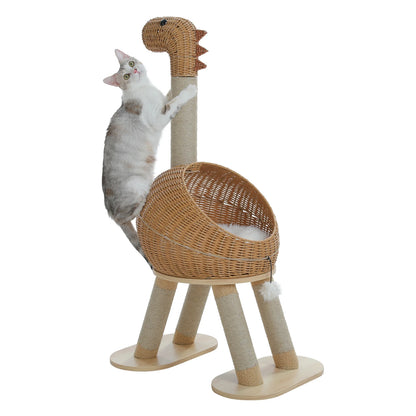 Petzrella Sisal-Dinosaurier mit Plüschkissen Rattan-Nest