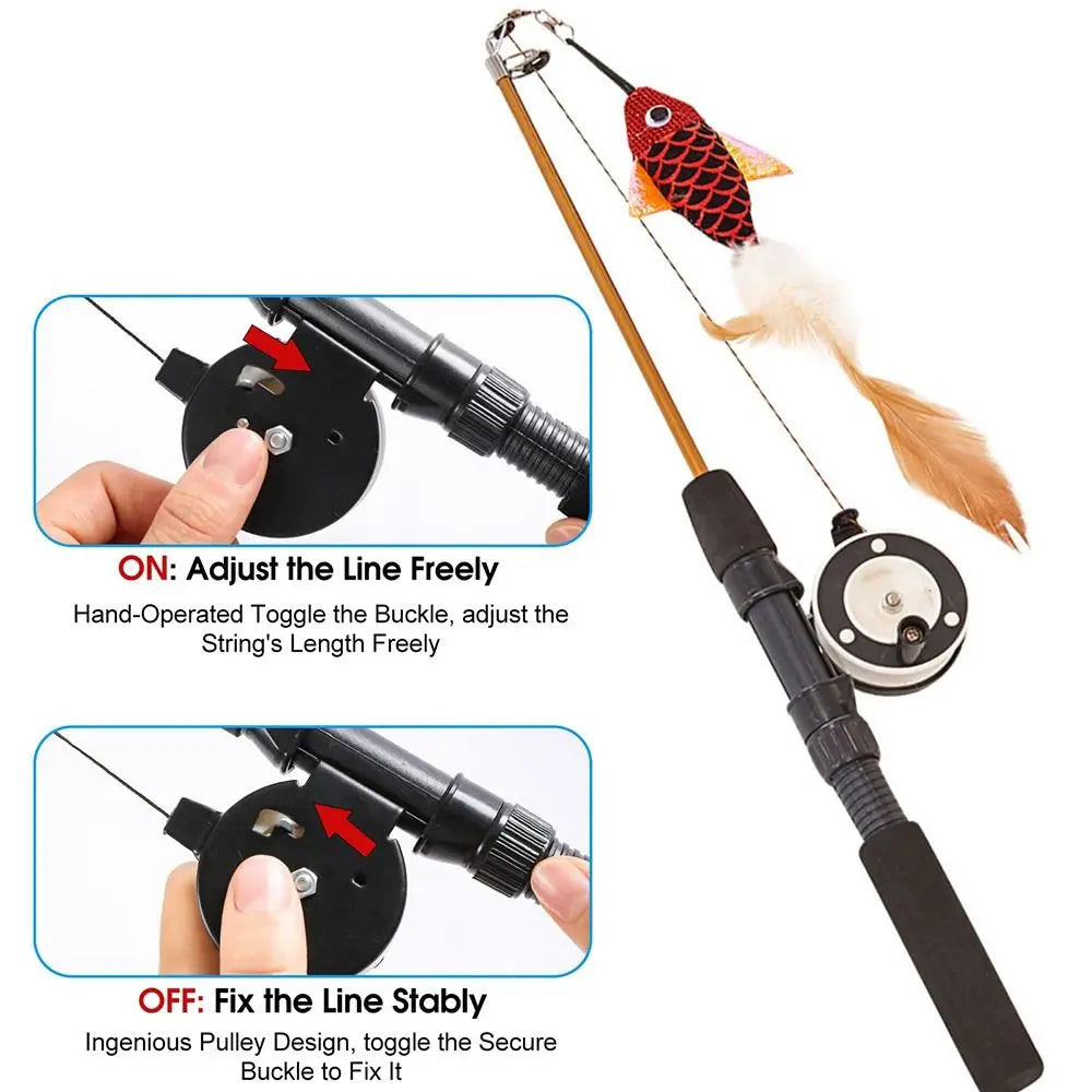 Retractable Fishing Rod Cat Toy