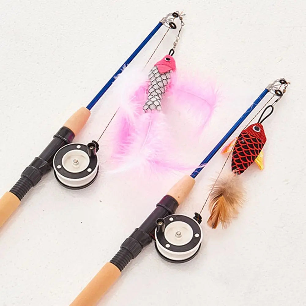 Retractable Fishing Rod Cat Toy