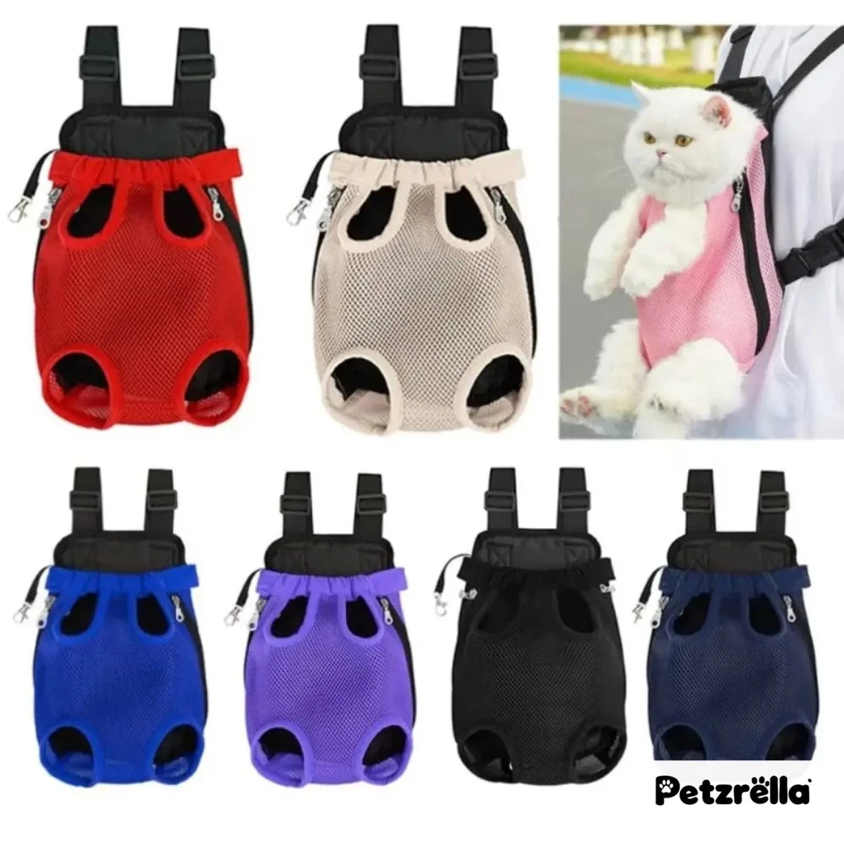 Petzrella Front Pet Carrier – Legs-Out Backpack for Dogs & Cats