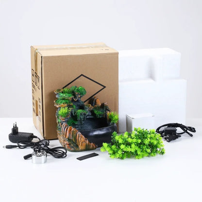 Petzrella Resin Waterfall Cat Fountain with LED Lighting