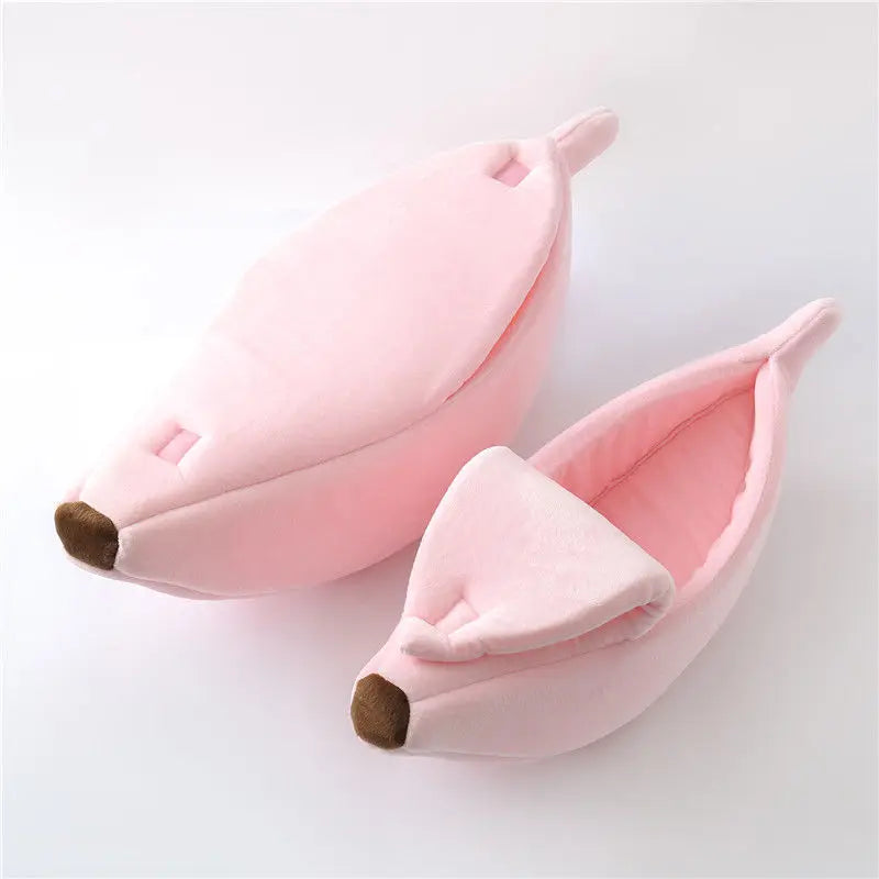Petzrella Banana Cat Bed House – Cozy Plush Pet Basket