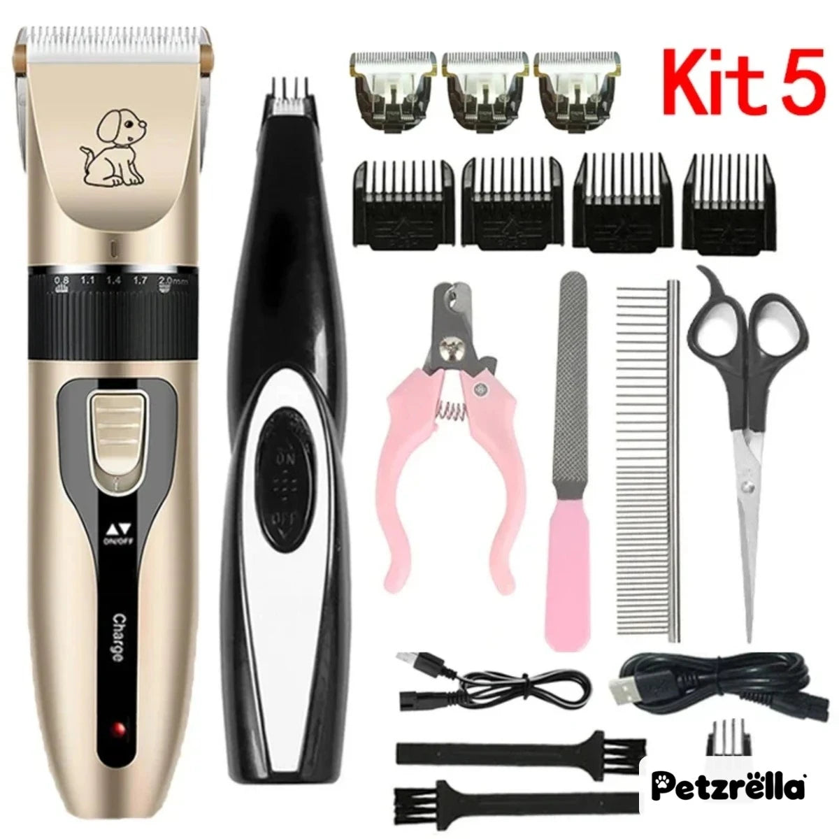 Petzrella Quiet Dog Clipper Kit – Rechargeable Grooming Set
