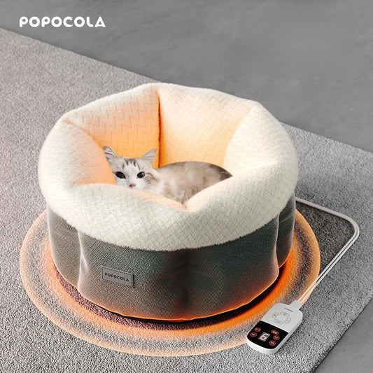 Smart Heated Plush Cat Bed