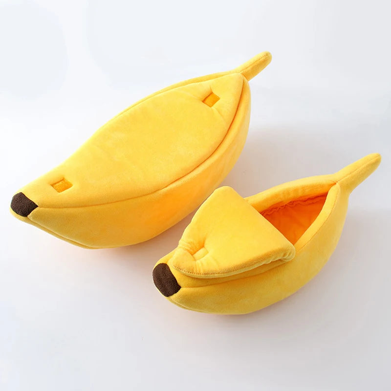 Petzrella Banana Cat Bed House – Cozy Plush Pet Basket
