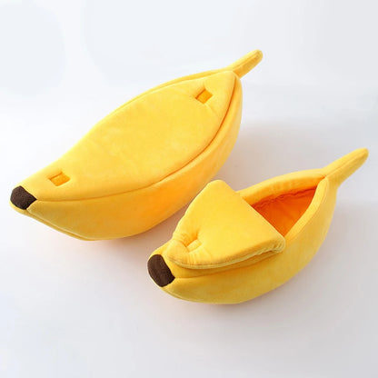 Petzrella Banana Cat Bed House – Cozy Plush Pet Basket