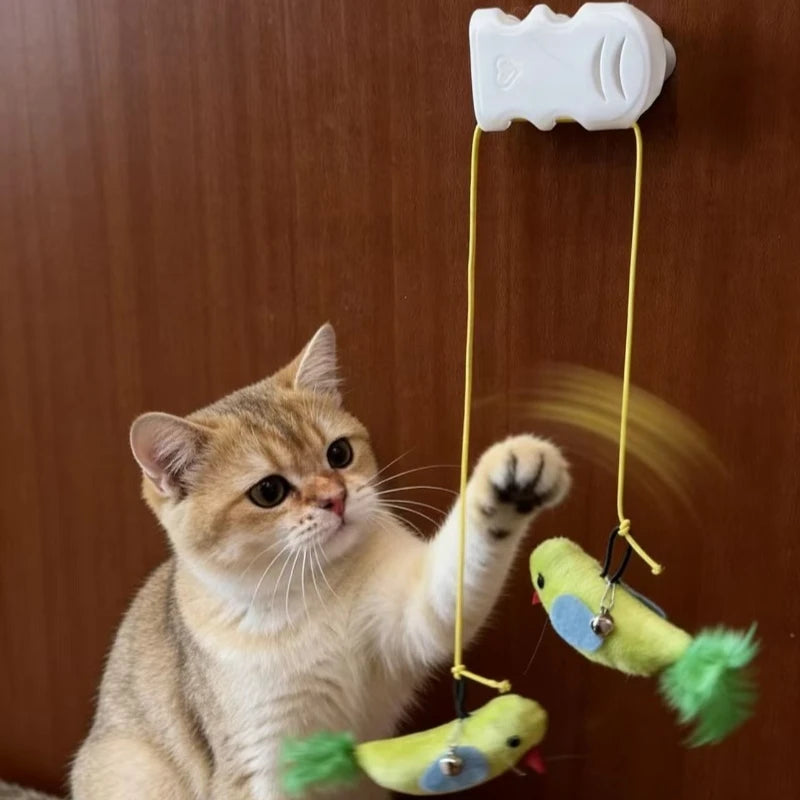Window Suction Cup Bird Teaser Toy with Bell for Cats