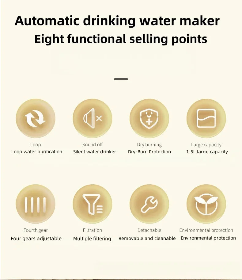 Quiet Automatic Water Fountain for Cats