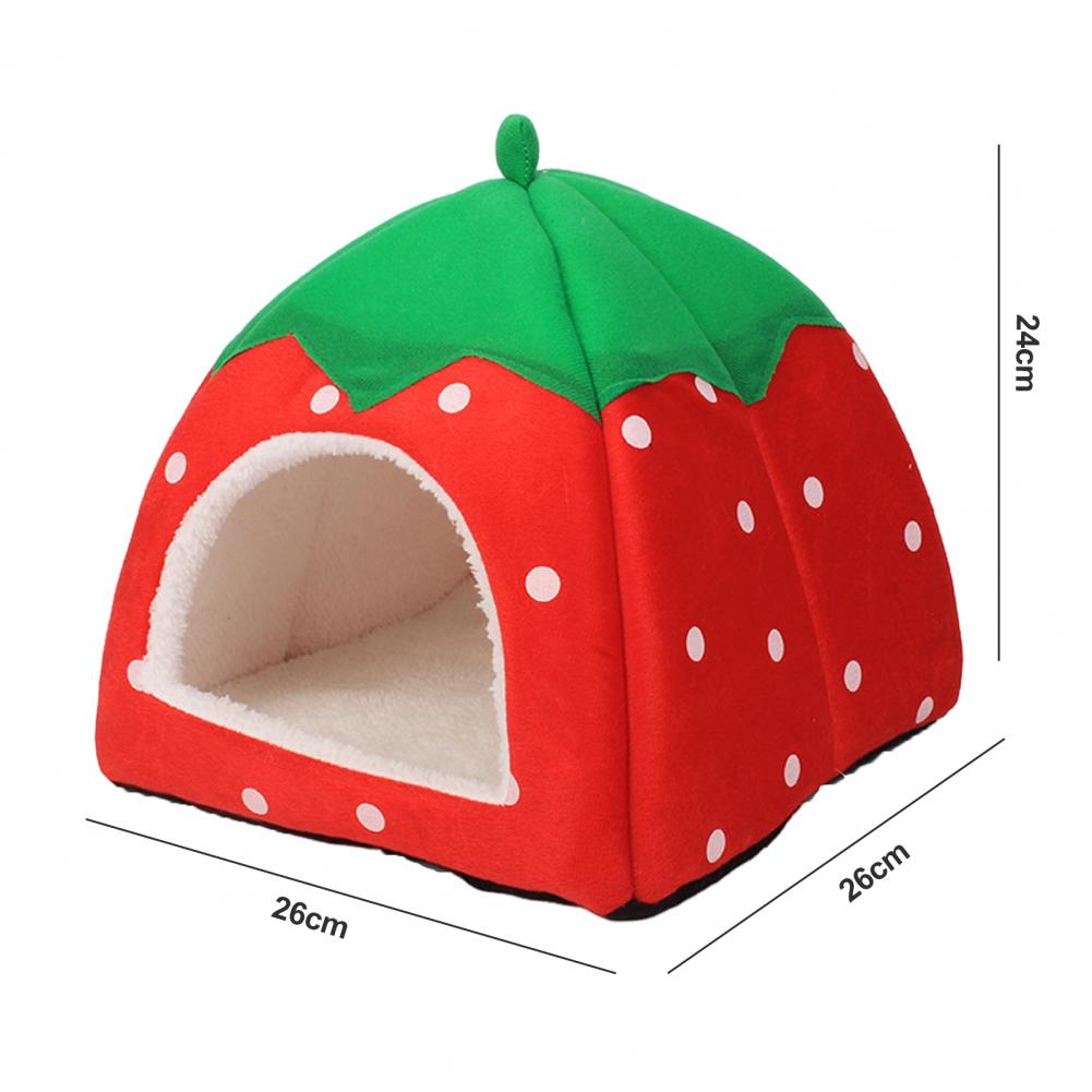 Strawberry-Shaped Cozy Cat Bed House