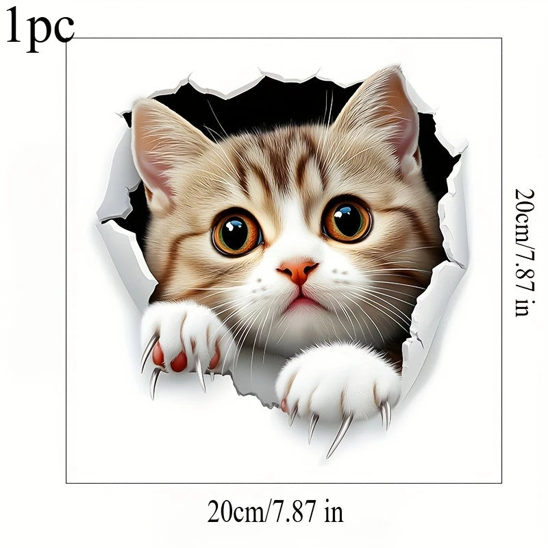 3D Cute Cat Toilet Sticker Bathroom Decor