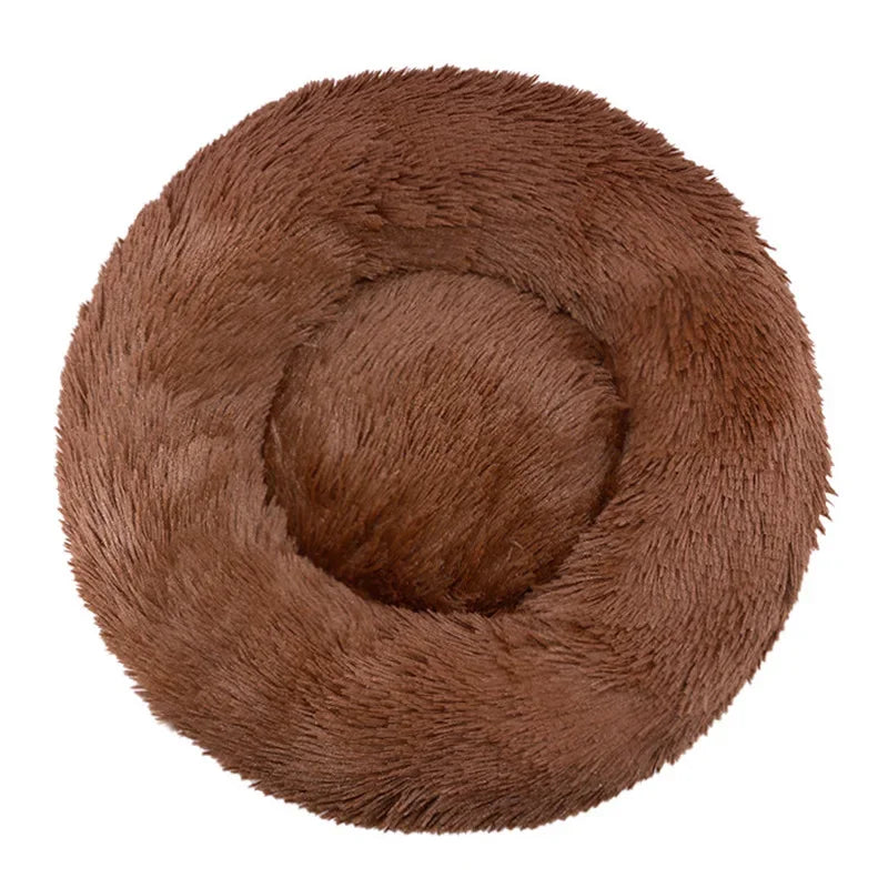 Petzrella Round Plush Pet Bed – Cozy Donut Cushion for Cats & Dogs