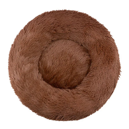 Petzrella Round Plush Pet Bed – Cozy Donut Cushion for Cats & Dogs