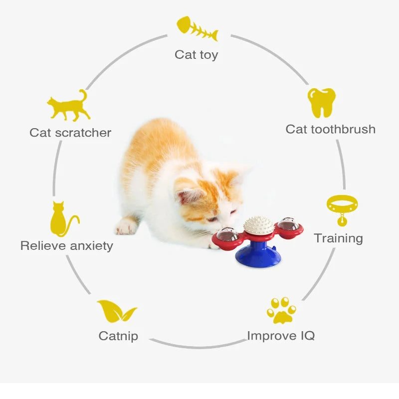 Petzrella Interactive Windmill Cat Toy with LED Light & Spinning Base