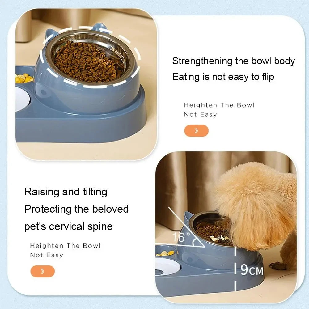 Petzrella 2-in-1 Pet Feeding Bowl with Water Dispenser – Elevated Anti-Tip Design