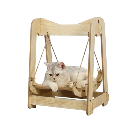 Petzrella Hänge-Katzenbett aus Holz – Modernes Schaukelbett