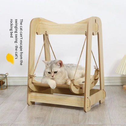 Petzrella Hänge-Katzenbett aus Holz – Modernes Schaukelbett