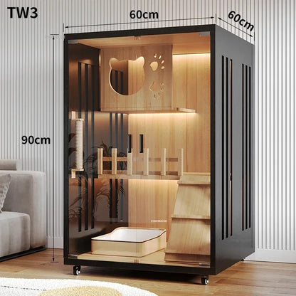Petzrella Luxuriöse mehrstöckige Katzenvilla – Premiume Katze Villa aus Holz mit Smart-Funktion