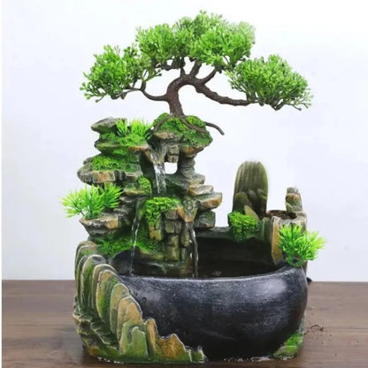 Petzrella Resin Waterfall Cat Fountain with LED Lighting
