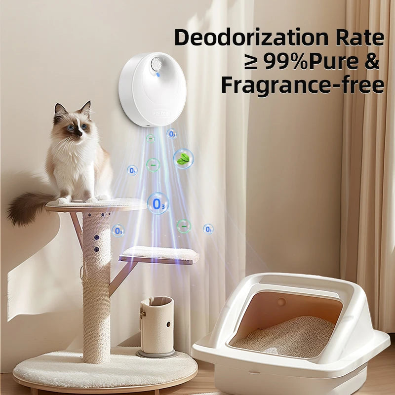ROJECO Smart Cat Litter Deodoriser 4000mAh Cat Odor Purifier
