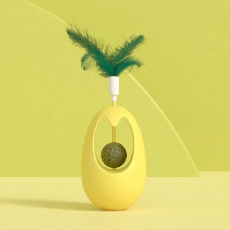 Mint Ball Feather Roly-Poly Cat Toy for Interactive Play