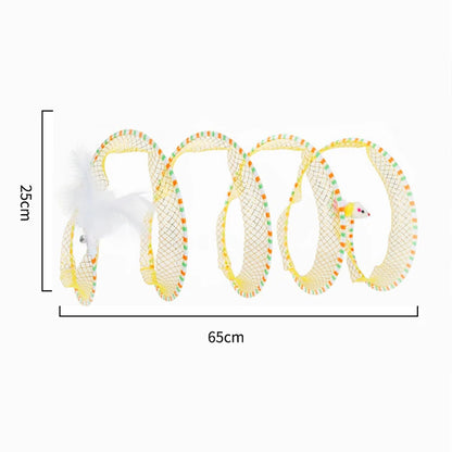 Interactive Cat Play Tunnel with Hanging Plush & Feather Toys