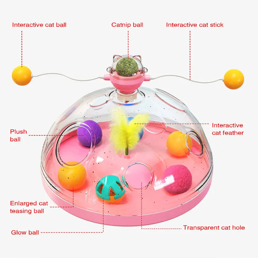 Interactive Multi-Function Cat Toy with Track Balls and Feather