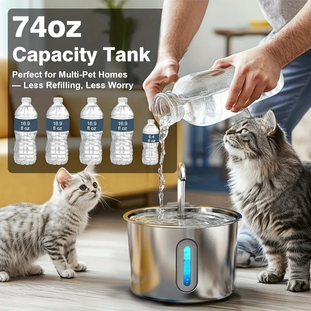 Stainless Steel Water Fountain for Cats & Dogs