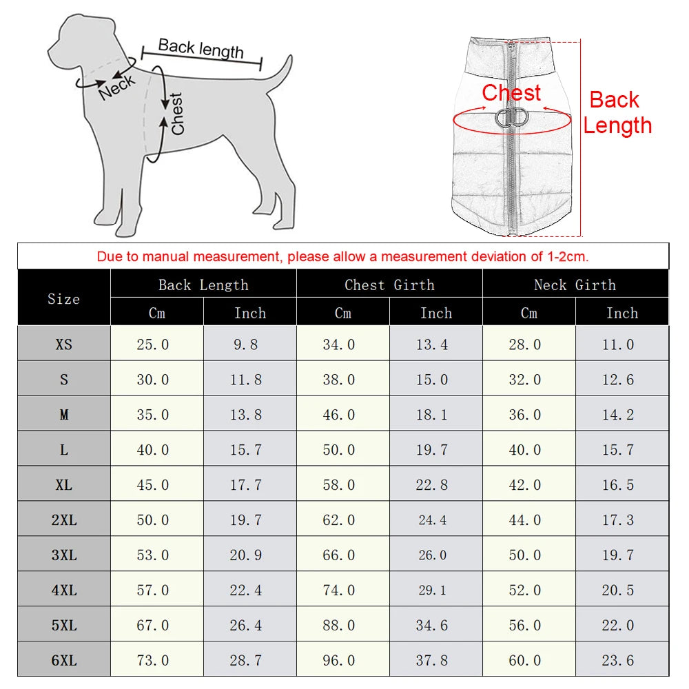 Petzrella All-Size Dog Winter Jacket – XS to 6XL with D-Ring