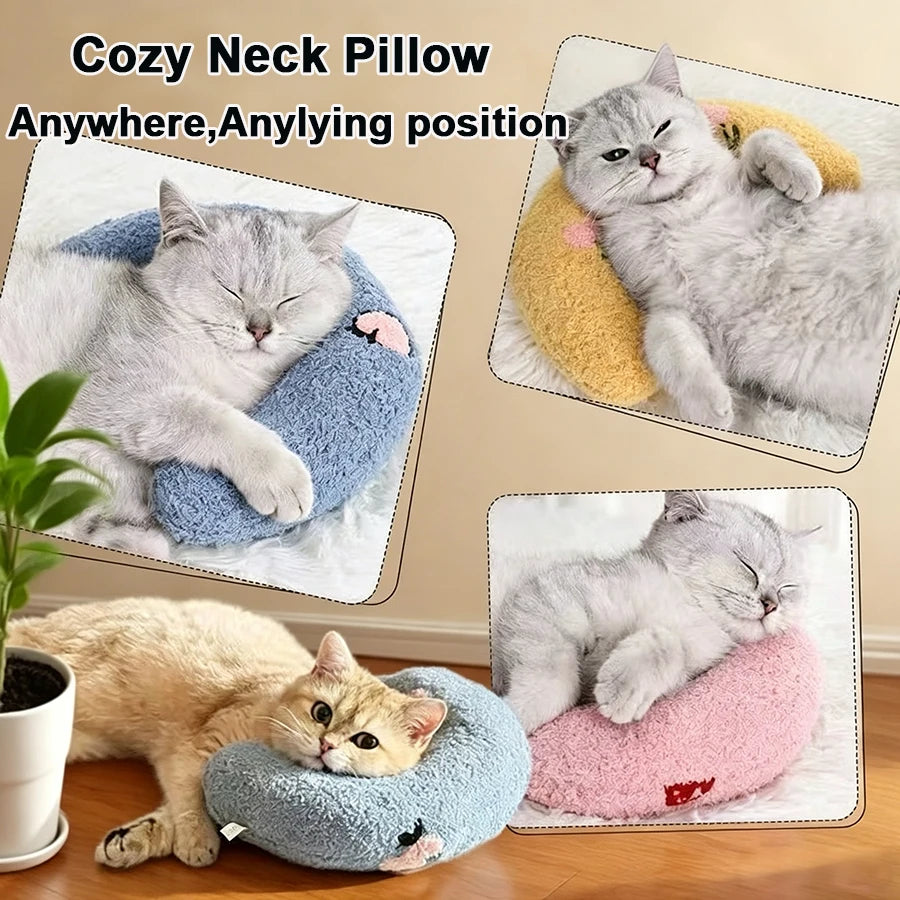 Petzrella U-Shape Pet Calming Pillow – Soft Neck Support for Cats & Dogs