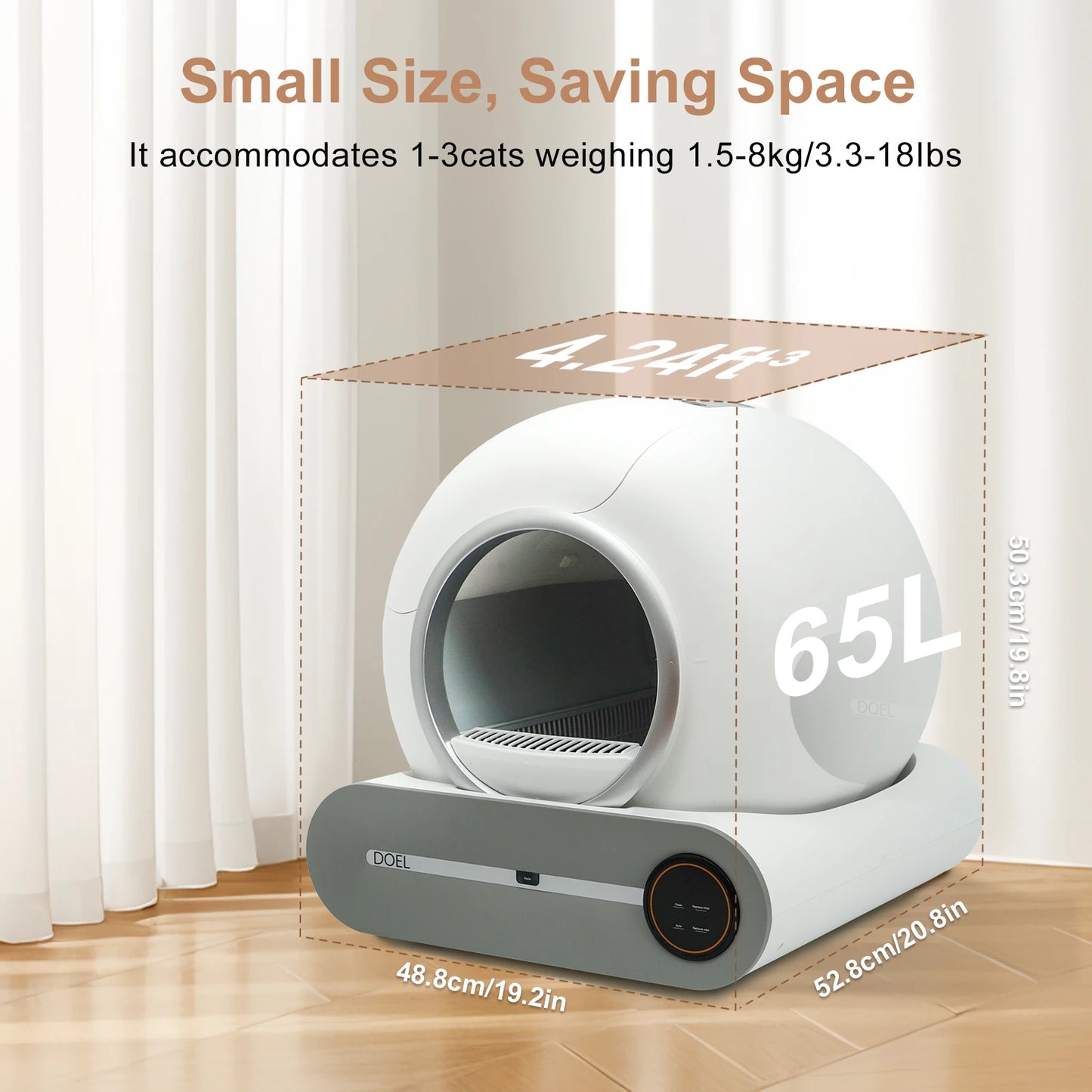 Petzrella 65L Smart Self-Cleaning Cat Litter Box with App Control & WiFi