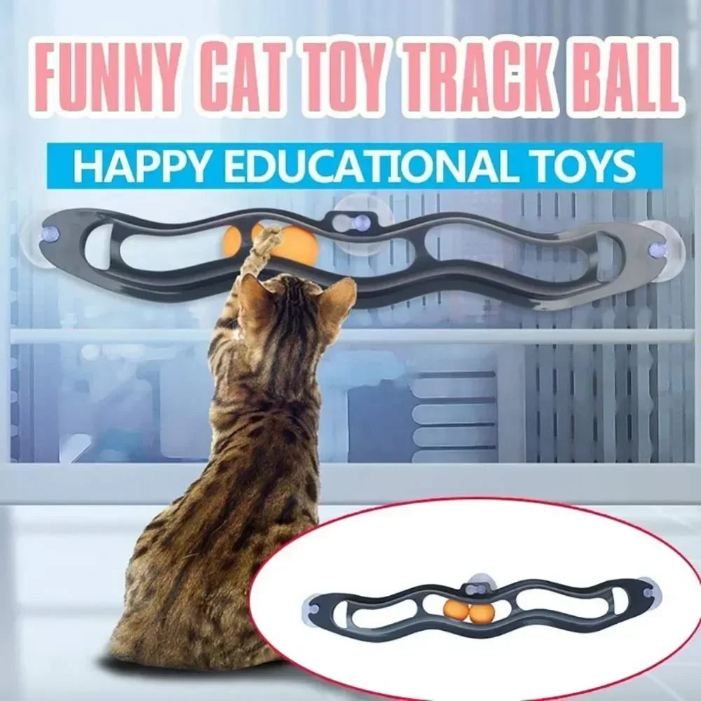Suction Cup Track Ball Cat Toy for Interactive Play