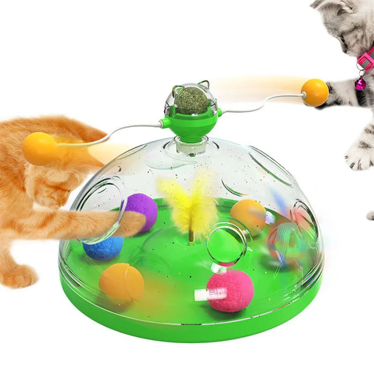 Interactive Multi-Function Cat Toy with Track Balls and Feather