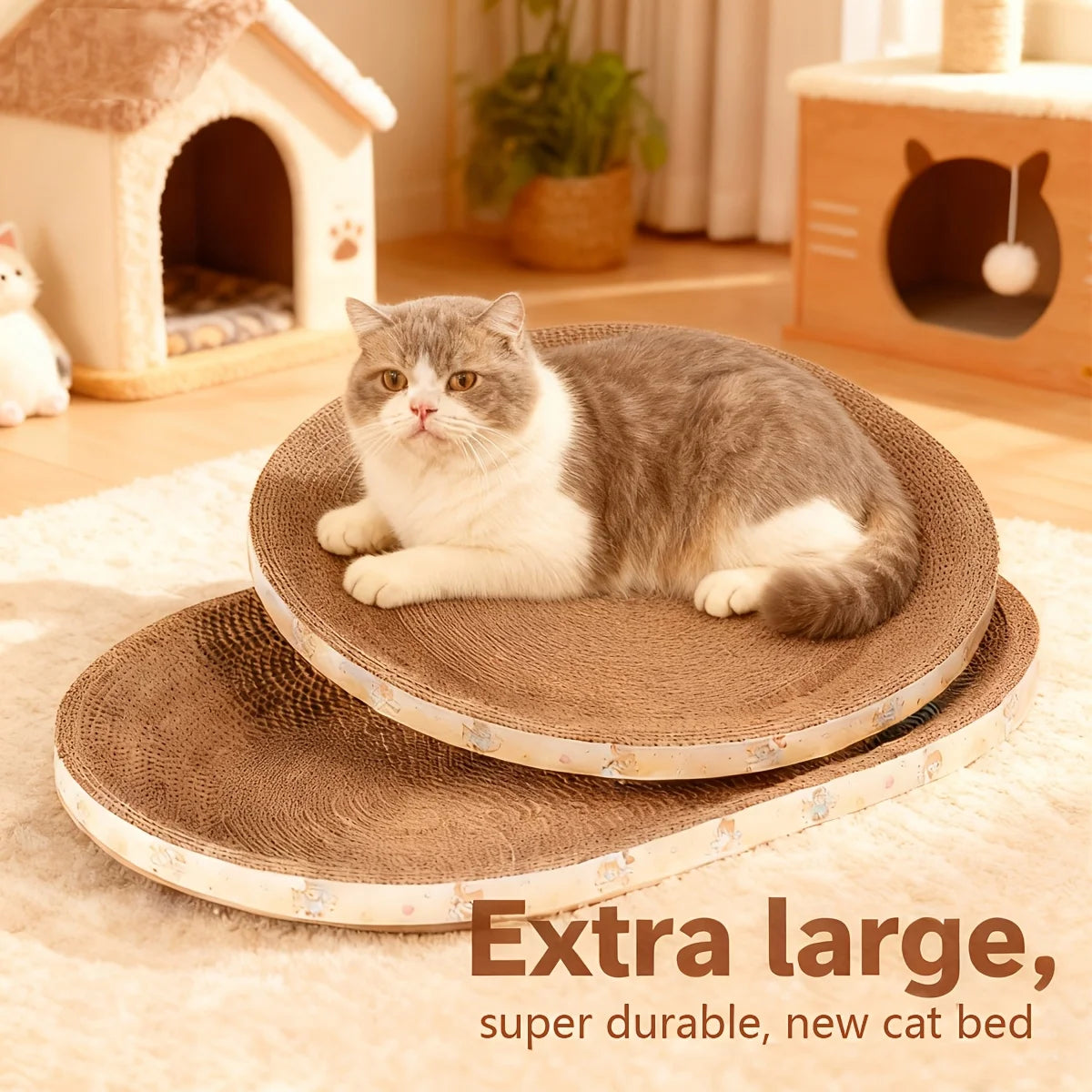 Oval Cardboard Cat Scratcher Pad